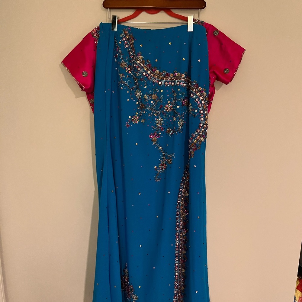 Pink and Blue Lehenga